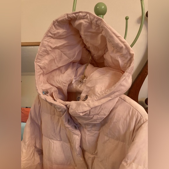 COS FLWRDWN eco puffer long down coat pink hood maxi midi trench Med Large - Picture 6 of 16